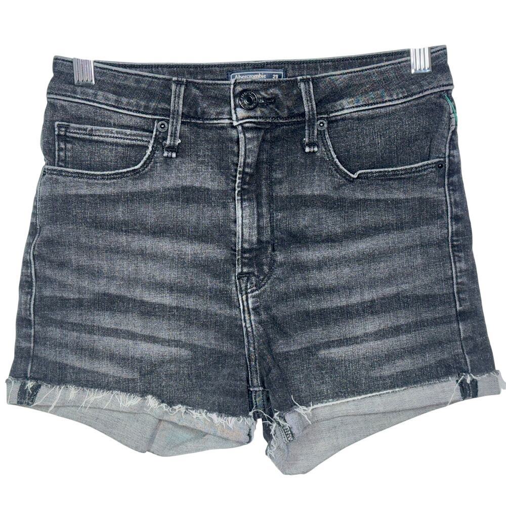 Abercrombie & Fitch Simone High Rise Short Black Denim Jean Shorts Womens 25 0